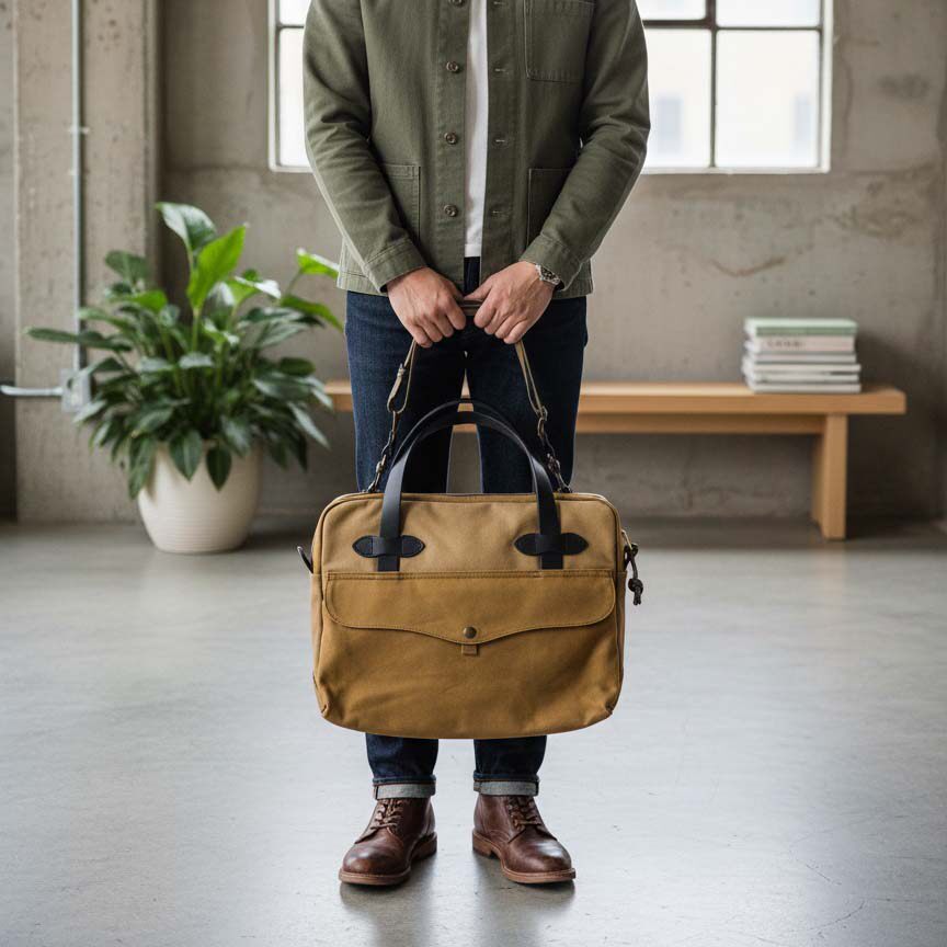 男女款复古重磅油蜡帆布电脑公文包男士单肩斜挎手提横款方形包