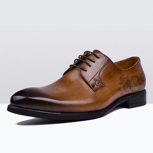 牛皮婚鞋 专柜正品 金利来2021春新G1M216110794DX1K3龙纹商务正装