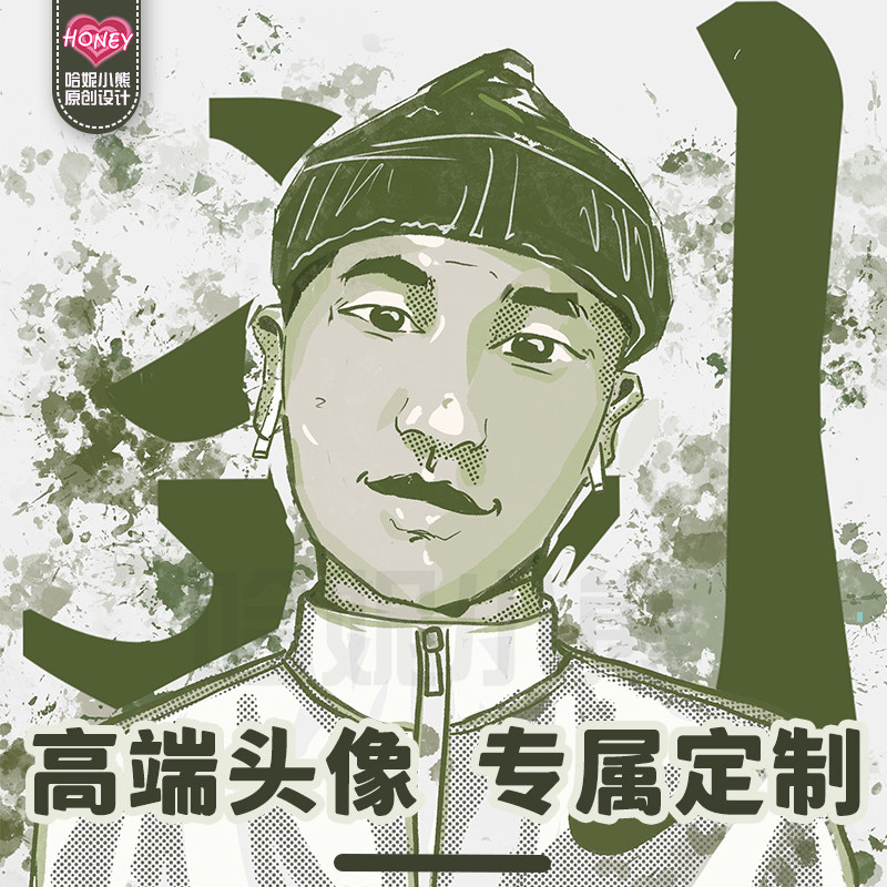 真人照片转手绘头像文字卡通绘画素描肖像漫画人物礼物设计定制作