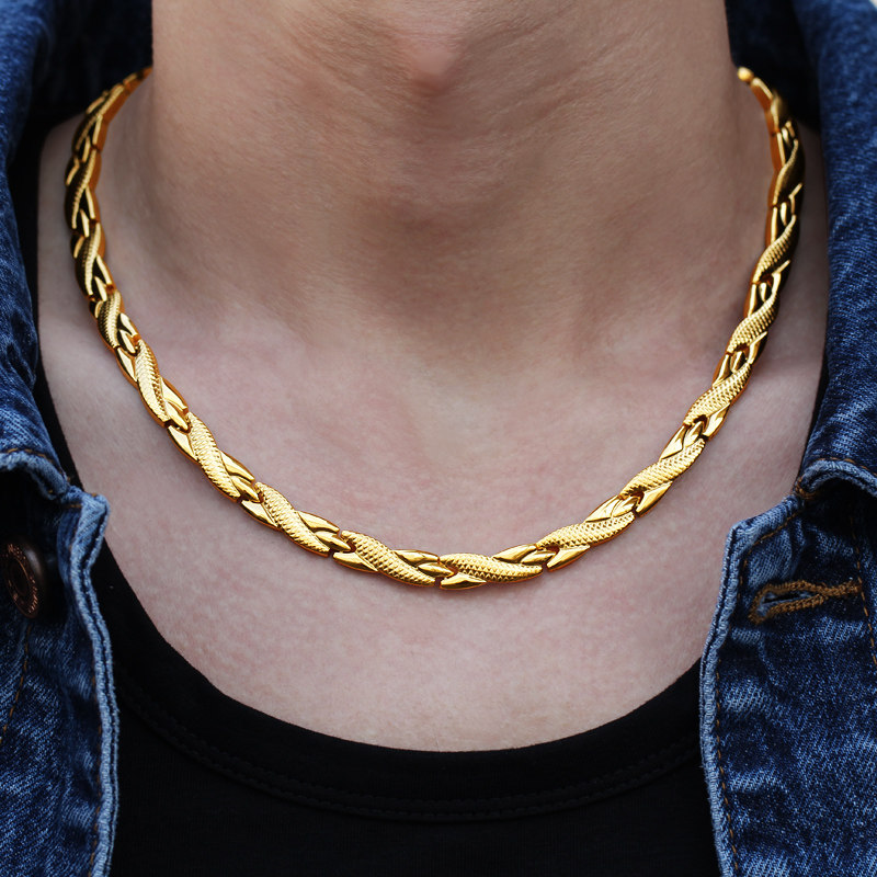 新款磁石疗治颈椎项链霸气龙纹时尚个性防辐射抗疲劳能量健康首饰