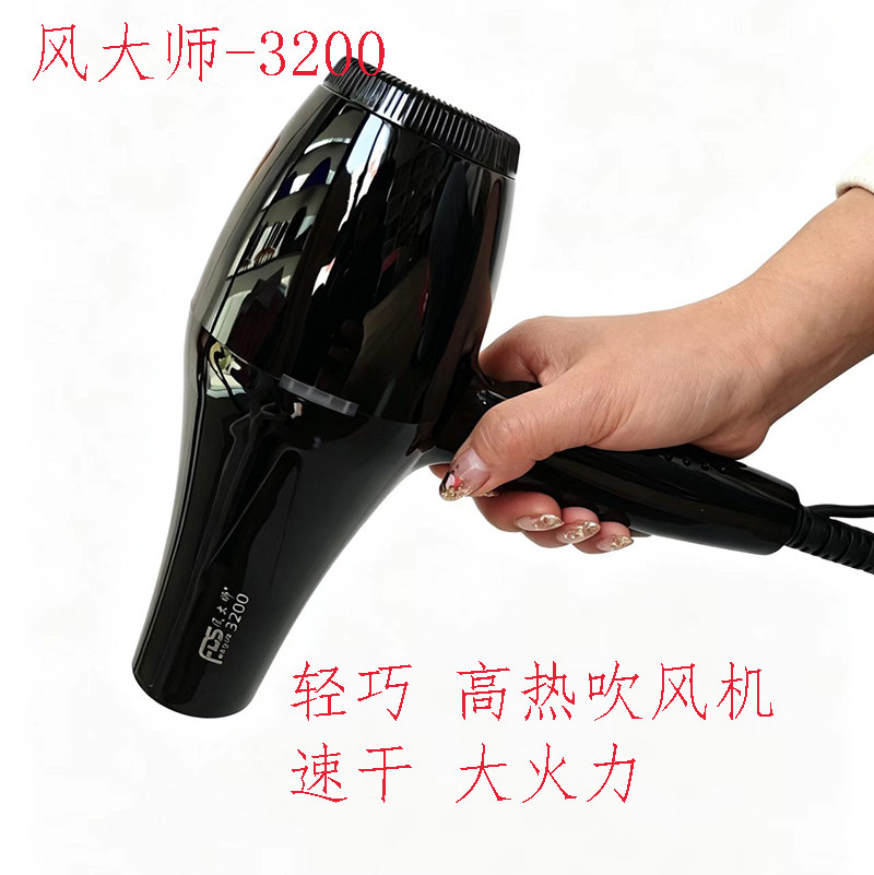 风大师吹风机3200黑色速干护发轻巧高热度电吹风发廊家用专业款