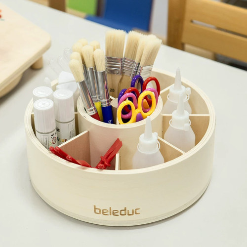 beleduc圆形旋转收纳盒 幼儿园笔筒收纳架玩具存放手工用品玩具