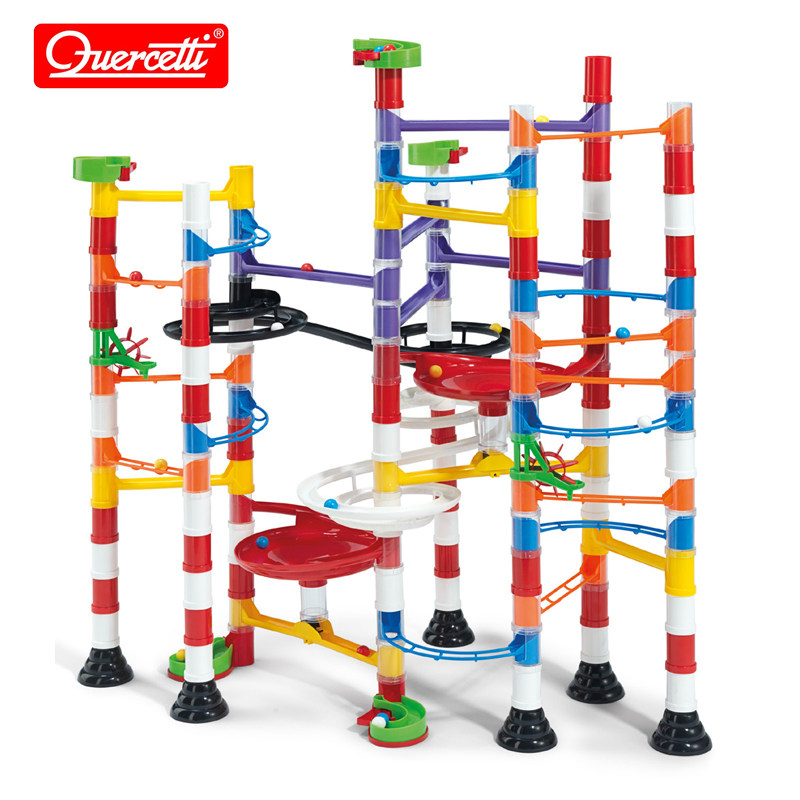 Quercetti初级立体管道迷宫搭建儿童轨道滚珠积木拼装滑道4岁以上