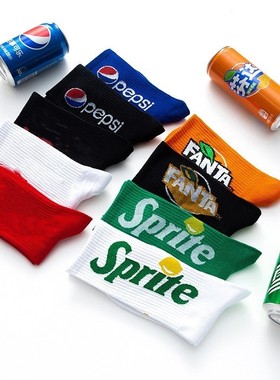 篮球ins中长筒百事男女雪碧袜红色可口可乐袜子联名国潮款芬达夏