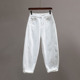 垮裤 白色松紧腰老爹牛仔弯刀裤 宽松显瘦休闲哈伦裤 新款 女2026春季