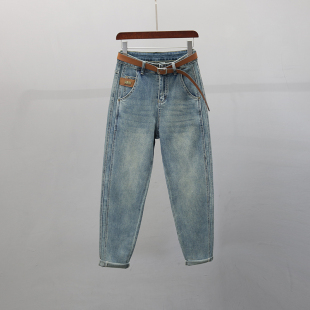 休闲九分哈伦裤 2025年秋季 女欧货宽松显瘦时尚 高腰老爹牛仔裤 新款