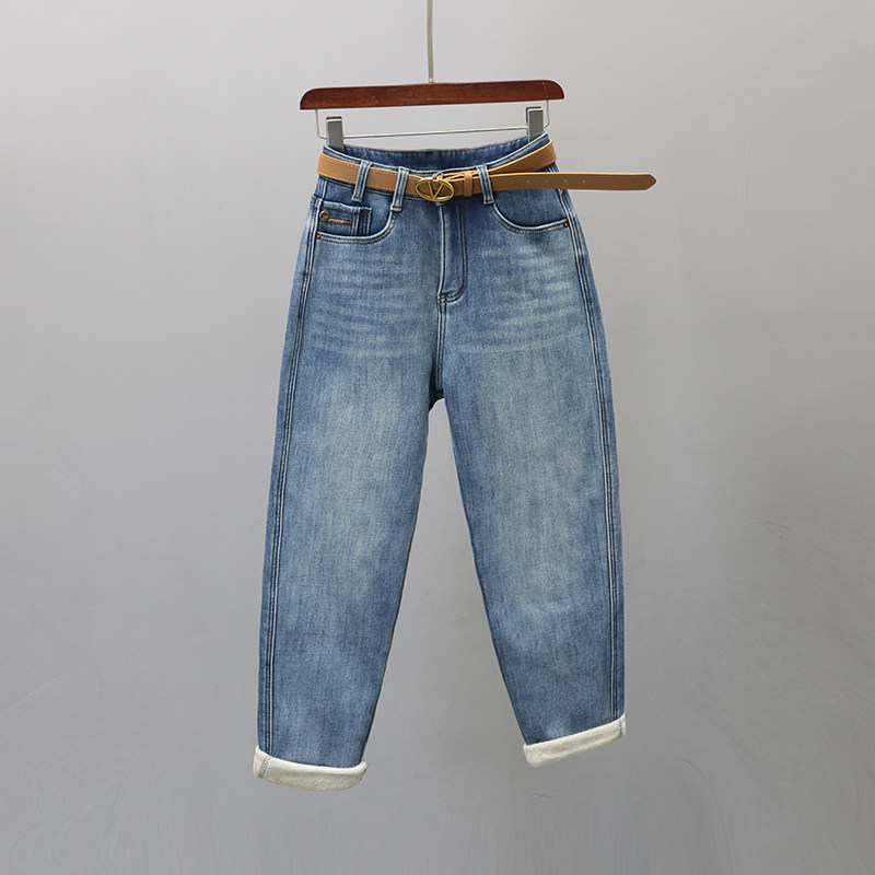 哈伦裤长裤加厚款水洗牛仔冬季