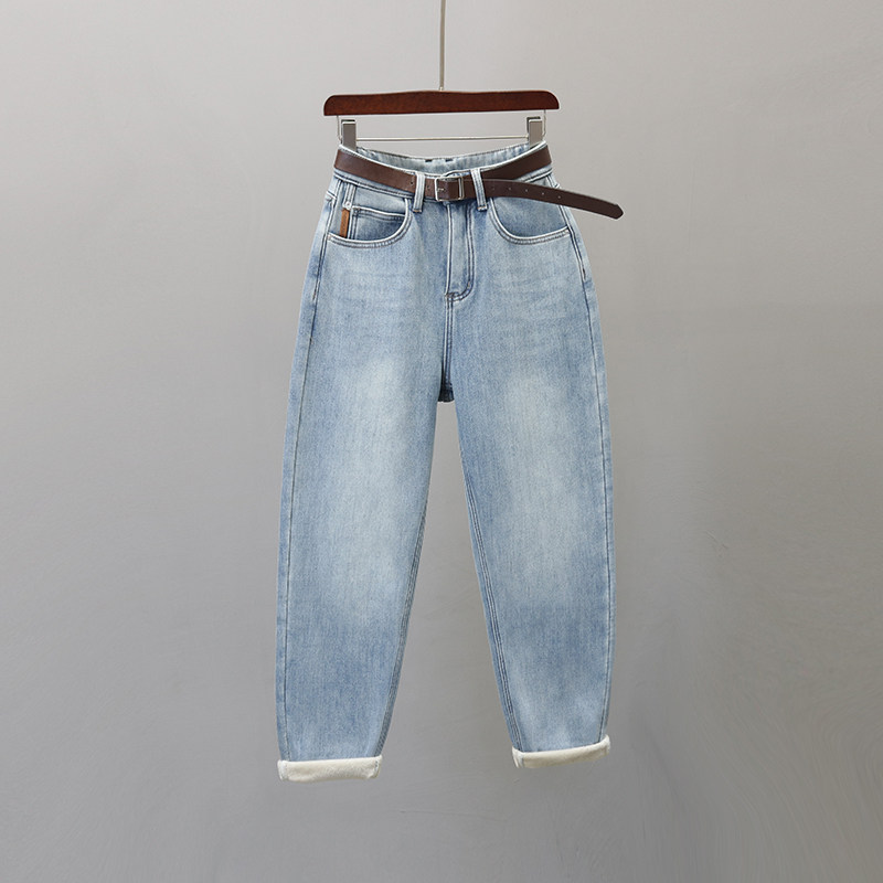 哈伦裤长裤加厚款水洗牛仔冬季