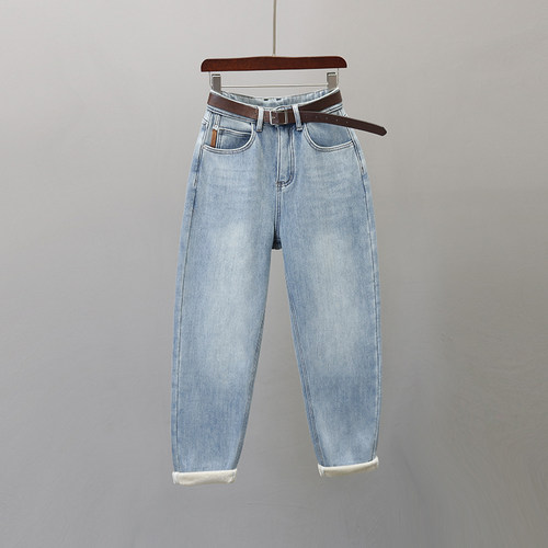 哈伦裤长裤加厚款水洗牛仔冬季