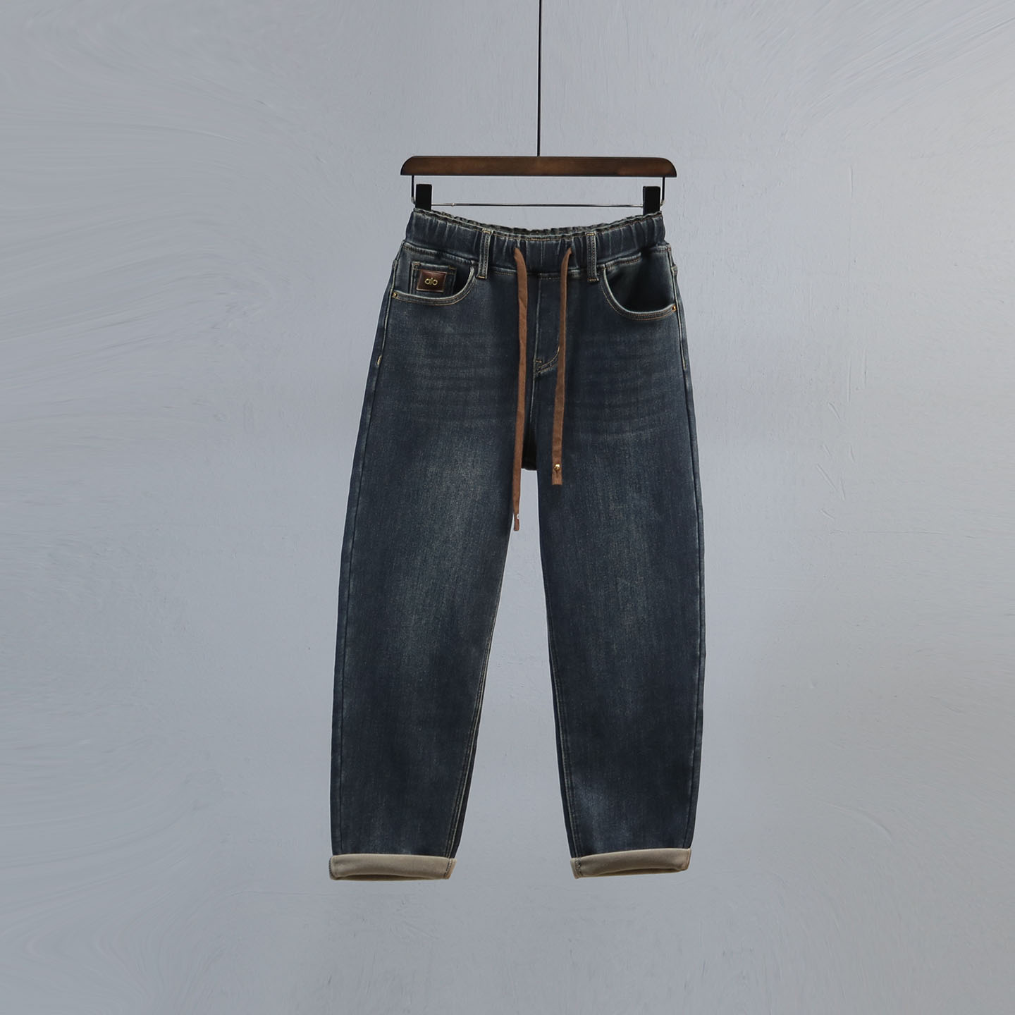 复古松紧腰哈伦牛仔裤女