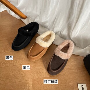 河南桑坡村2025新款时尚安斯丽穆勒鞋慵懒舒适一脚蹬毛绒百搭外贸