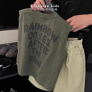 波拉bora韩国童装男童背心洋气时髦2025儿童夏装无袖上衣中大童