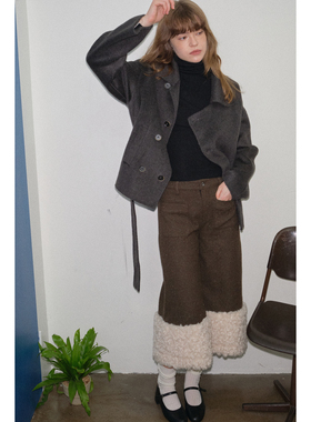 fit calling 两色双门襟双面羊绒外套女冬季新款短款毛呢外套上衣