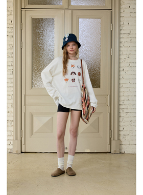 fit calling 狗狗俱乐部 原创印花初秋长袖T恤女宽松百搭气质上衣