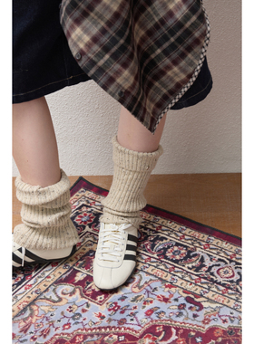 fit calling 羊毛针织粗毛线点点堆堆三色袜套