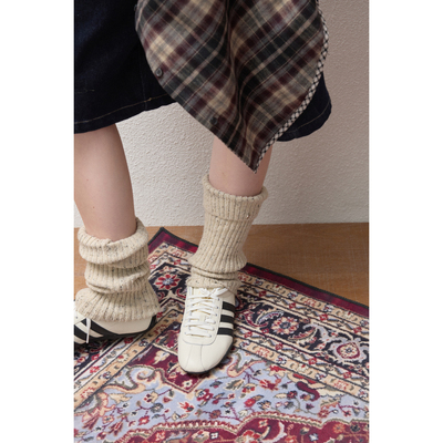 fit calling 羊毛针织粗毛线点点堆堆三色袜套