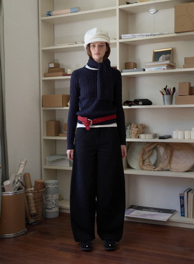 fit calling 建筑感弧线黑色水洗牛仔裤女春季新款香蕉裤宽松裤子