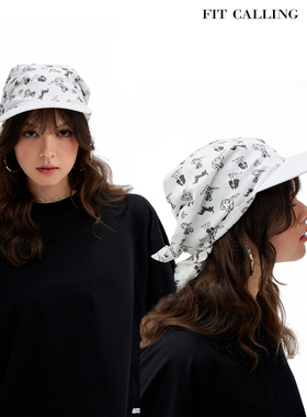 fit calling 狗狗俱乐部原创印花鸭舌方巾遮阳帽