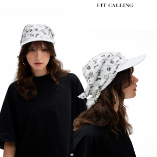 fit 狗狗俱樂部原創印花鴨舌方巾遮陽帽 calling