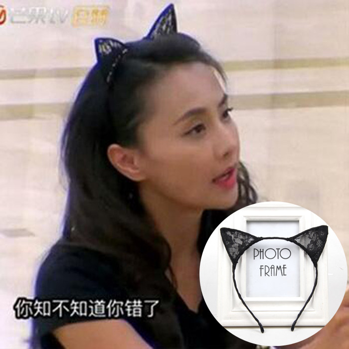 韩国头饰发饰可爱头箍韩版超萌甜美猫发卡性感蕾丝猫耳朵头箍饰品