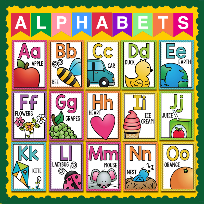 英语字母卡片幼儿园教室环创布置海报早教启蒙认知卡片全脑开发