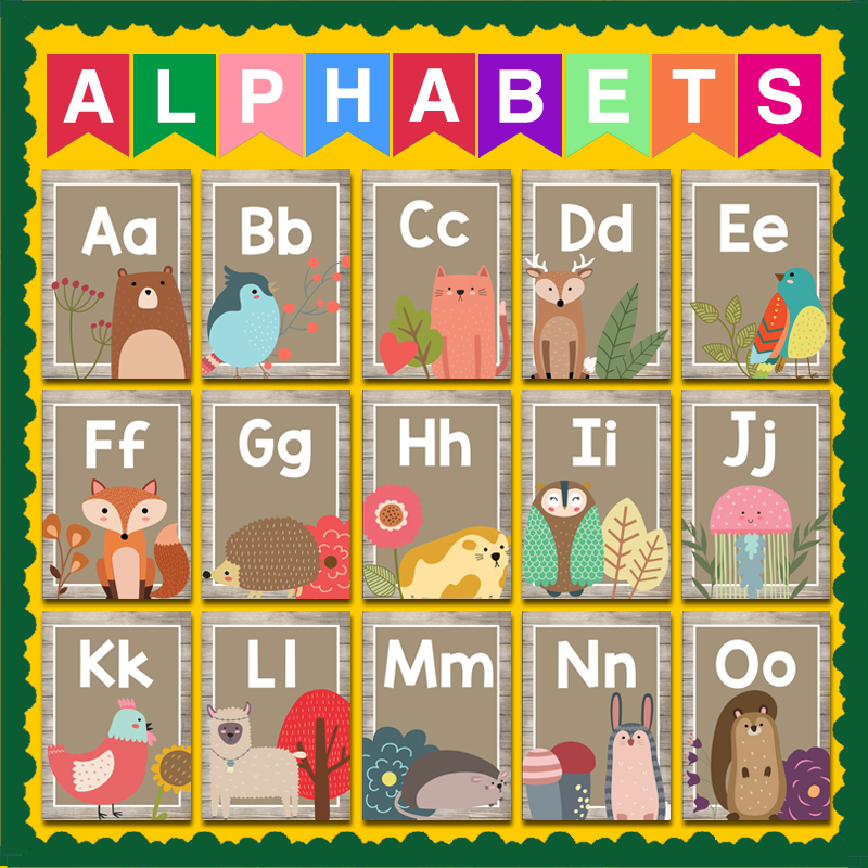 英语字母ALPHABETS卡通环创海报教室布置装饰早教启蒙教育
