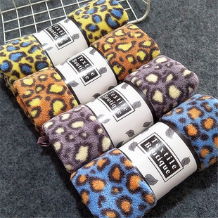 吸水不掉毛珊瑚绒干发巾擦头发比纯棉洗脸巾柔软豹纹速干大号毛巾