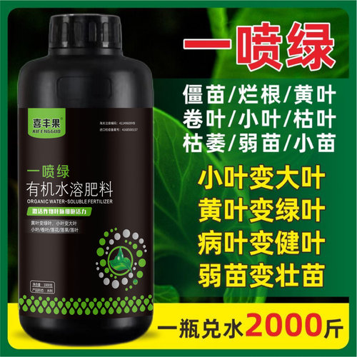 正品黄叶一喷绿叶面肥蔬菜家用营养液叶绿素绿叶通用型有机水溶肥