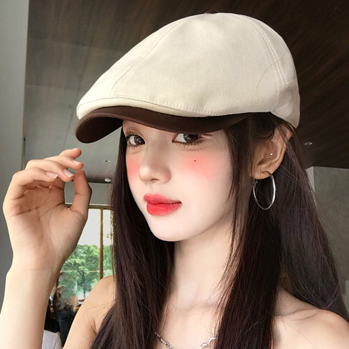 复古英伦风纯色前进帽女秋日系