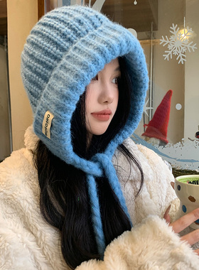 韩版蓝色巴拉克拉法帽女2026年冬