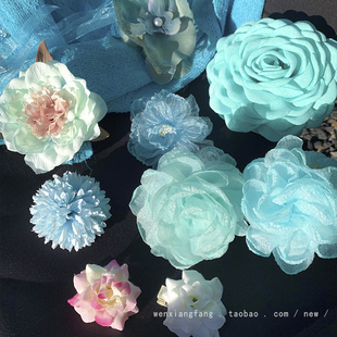 山茶花网纱发夹女后脑勺花朵盘发抓夹刘海侧边夹大号鲨鱼夹头饰