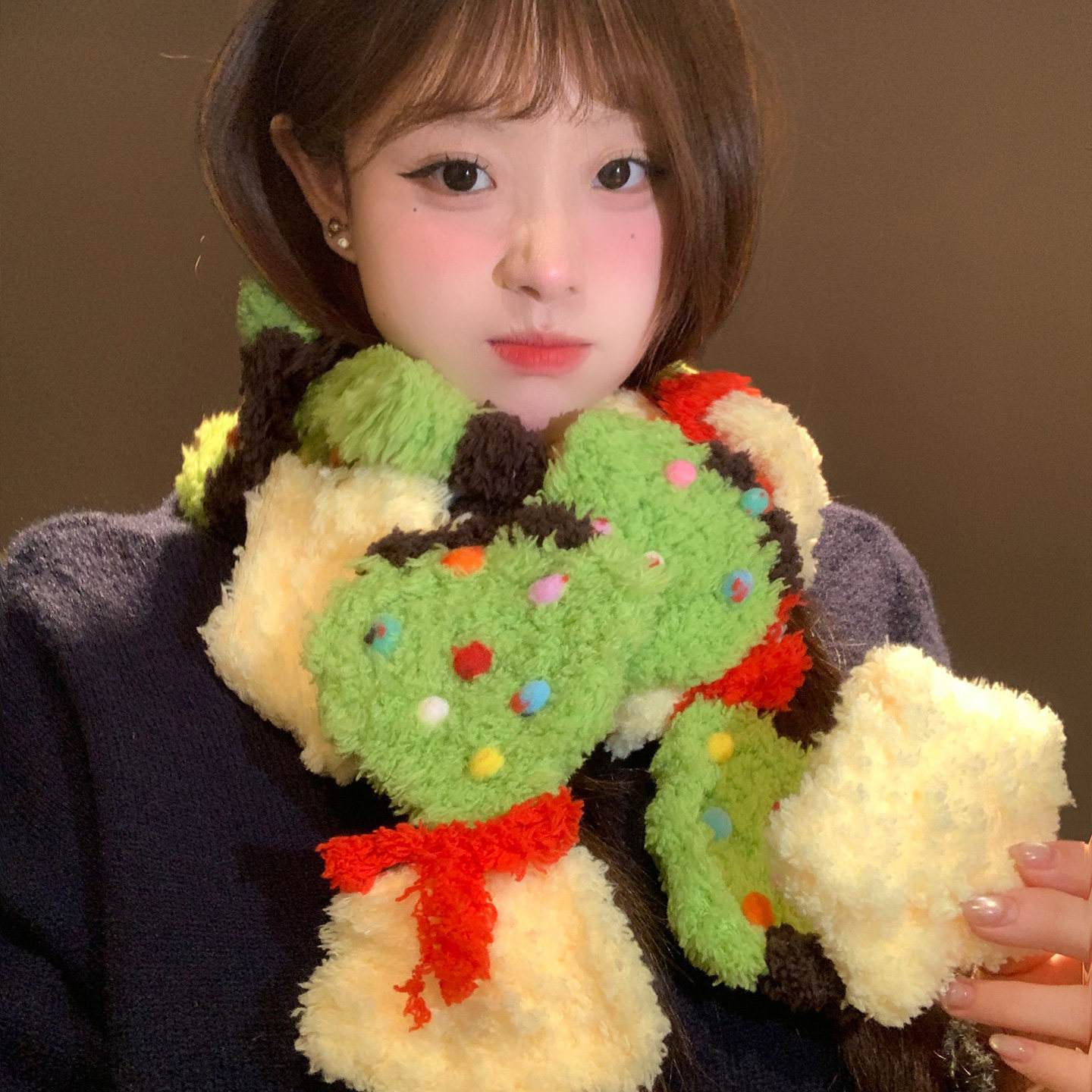 可爱圣诞树星星围巾手工编织女生冬季2026新款保暖护颈氛围感围脖,服饰配件/皮带/帽子/围巾,围巾/丝巾/披肩,淘宝优惠券,粉丝福利购,淘宝优惠卷