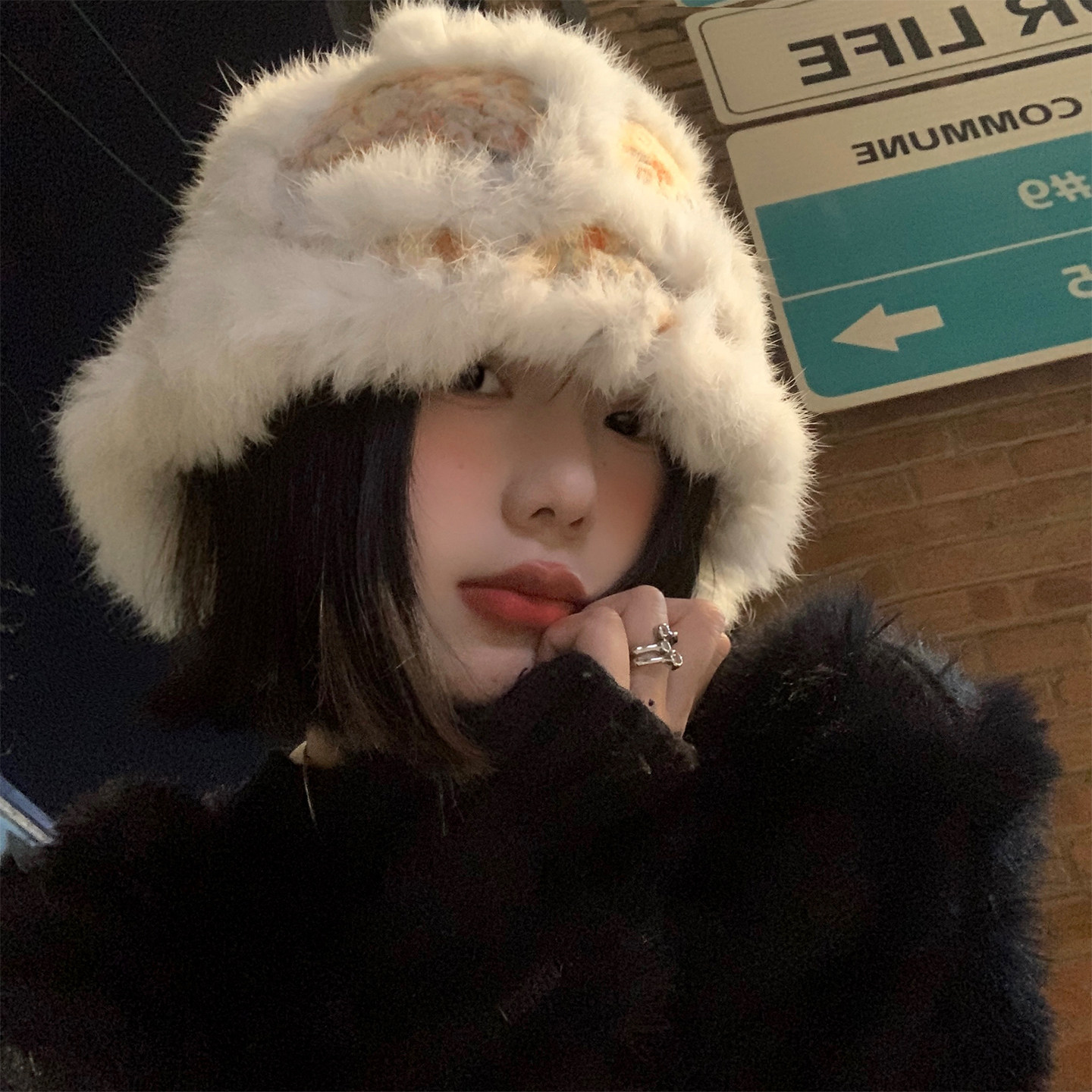 毛茸茸兔毛醒狮帽女秋冬季加绒加厚保暖渔夫帽显脸小防寒针织帽子,服饰配件/皮带/帽子/围巾,帽子,淘宝优惠券,粉丝福利购,淘宝优惠卷