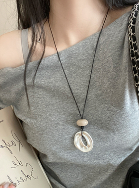 韩国ins简约几何不规则吊坠长款