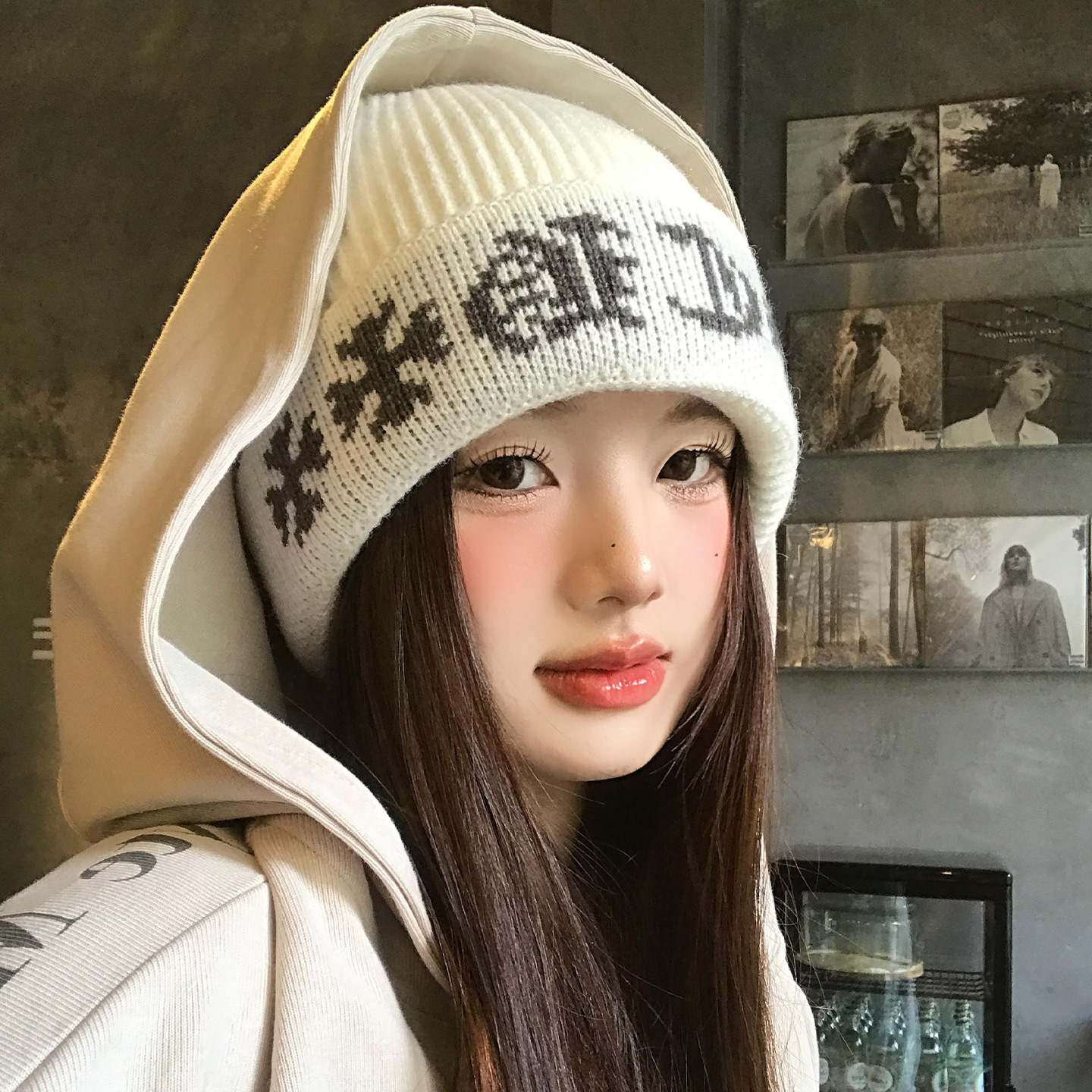 韩系简约针织毛线帽女秋冬季保暖