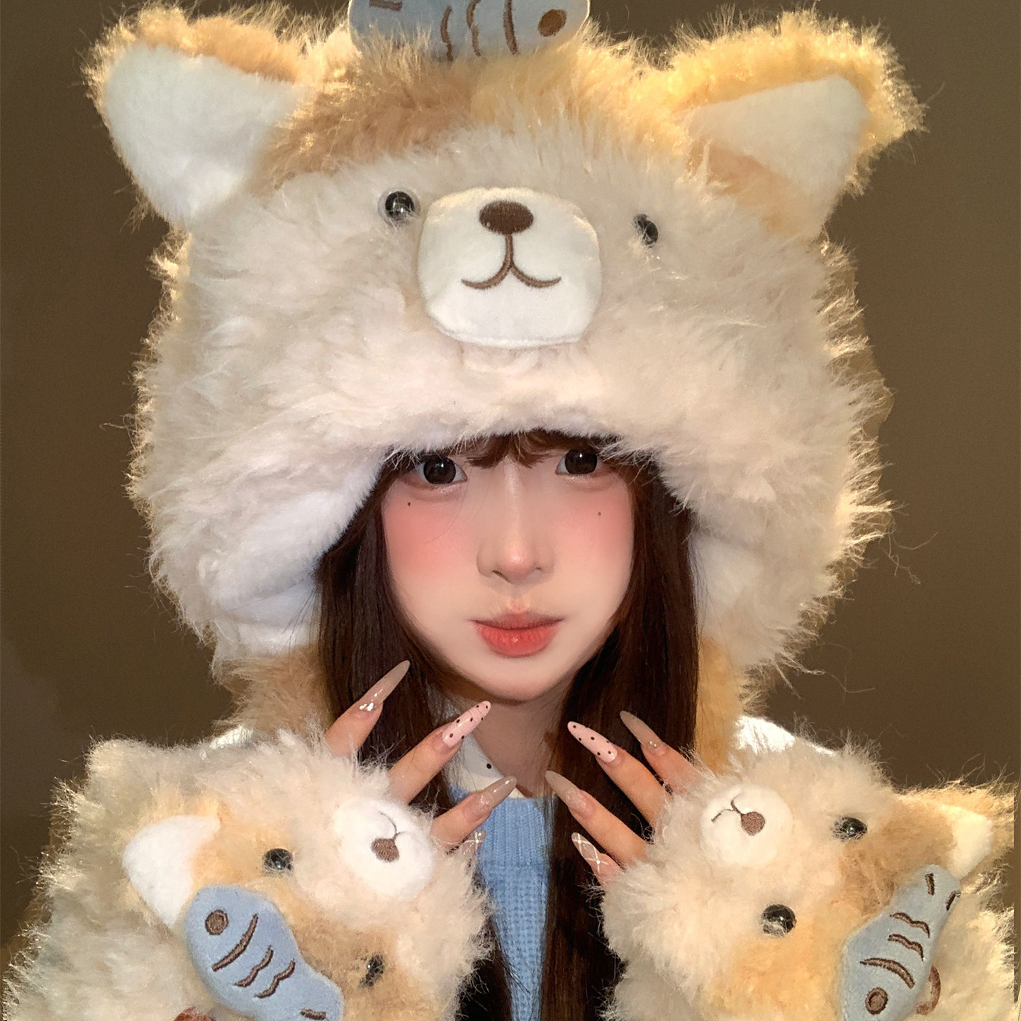 可爱小鱼猫咪耳朵毛绒帽子女冬季显脸小保暖护耳帽东北防寒雷锋帽,服饰配件/皮带/帽子/围巾,帽子,淘宝优惠券,粉丝福利购,淘宝优惠卷