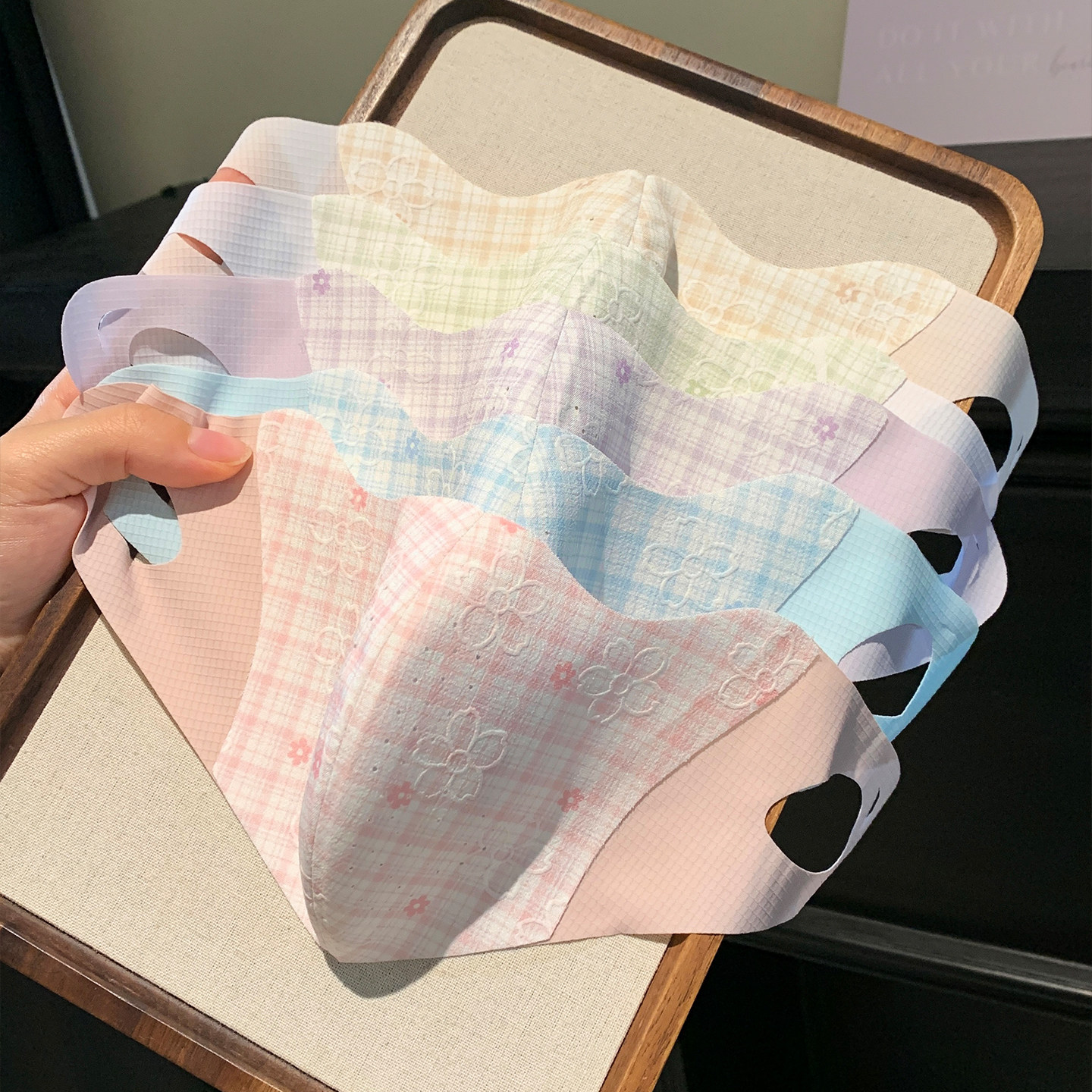 碎花格子无痕冰丝防晒口罩女夏季透气骑行护眼角防紫外线遮阳面罩