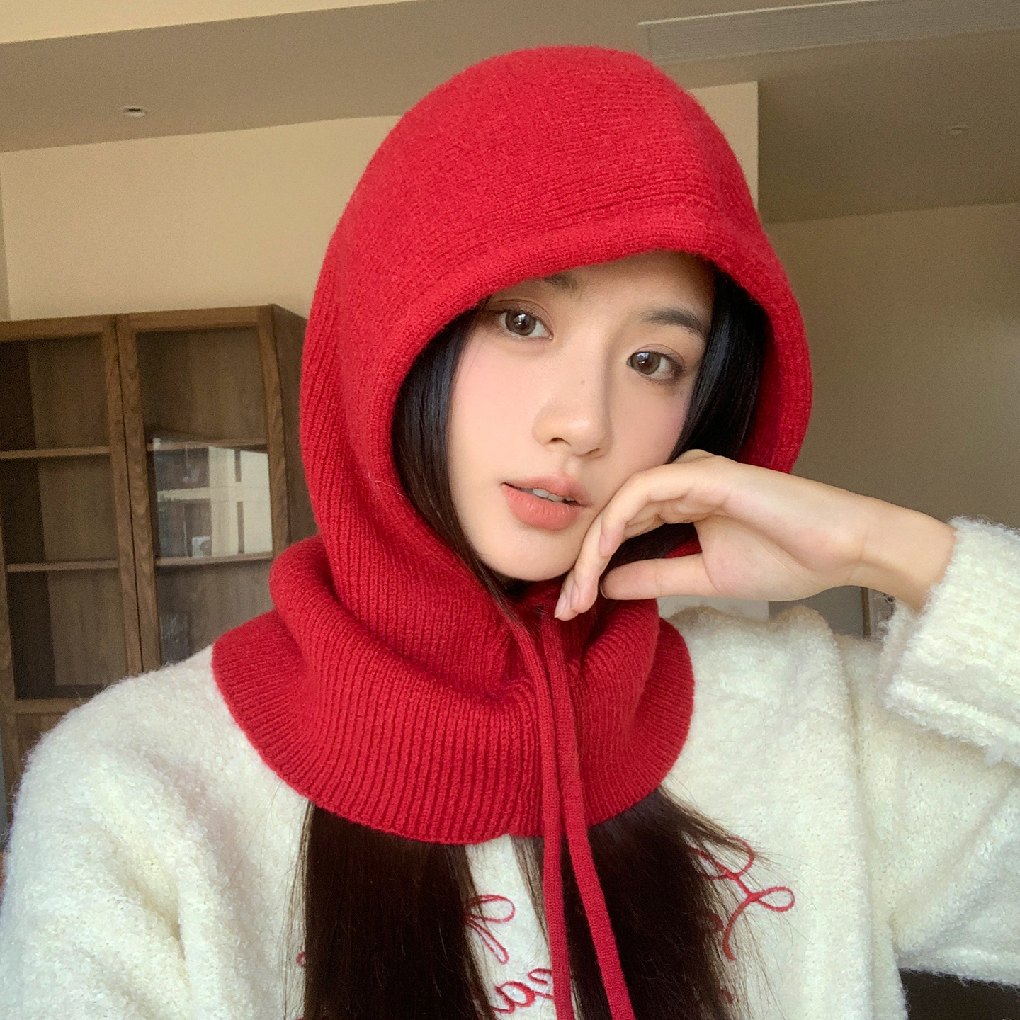 巴拉克拉法帽女秋冬针织帽子围脖
