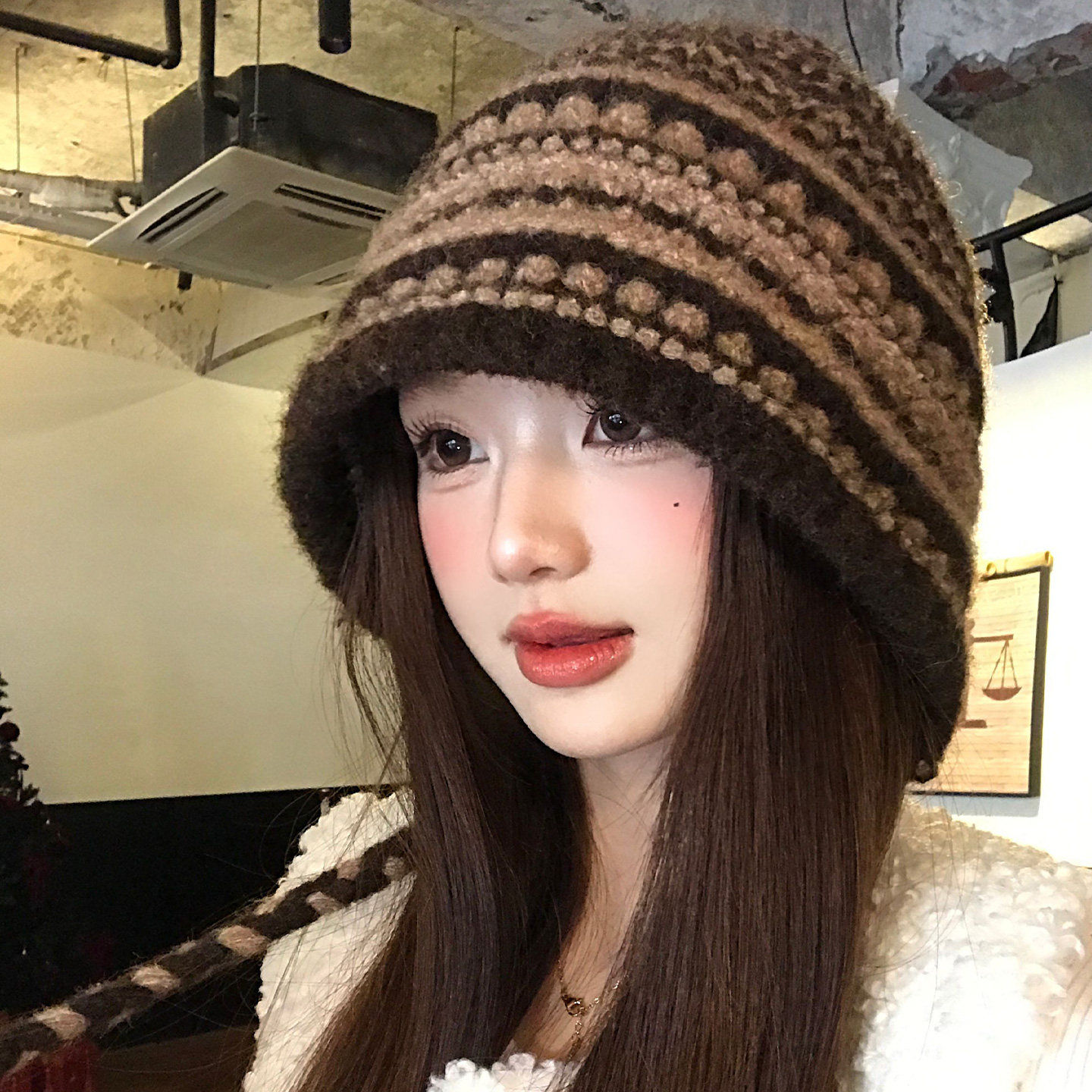 大头围美拉德复古棕色毛线帽女冬季绑带护耳帽显脸小保暖针织帽子,服饰配件/皮带/帽子/围巾,帽子,淘宝优惠券,粉丝福利购,淘宝优惠卷