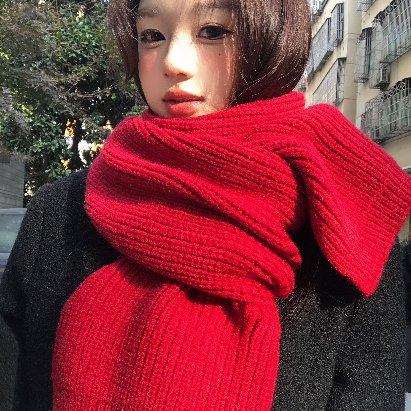 新年红色针织毛线围巾女冬季2025新款加厚保暖防寒高级氛围感围脖,服饰配件/皮带/帽子/围巾,围巾/丝巾/披肩,淘宝优惠券,粉丝福利购,淘宝优惠卷