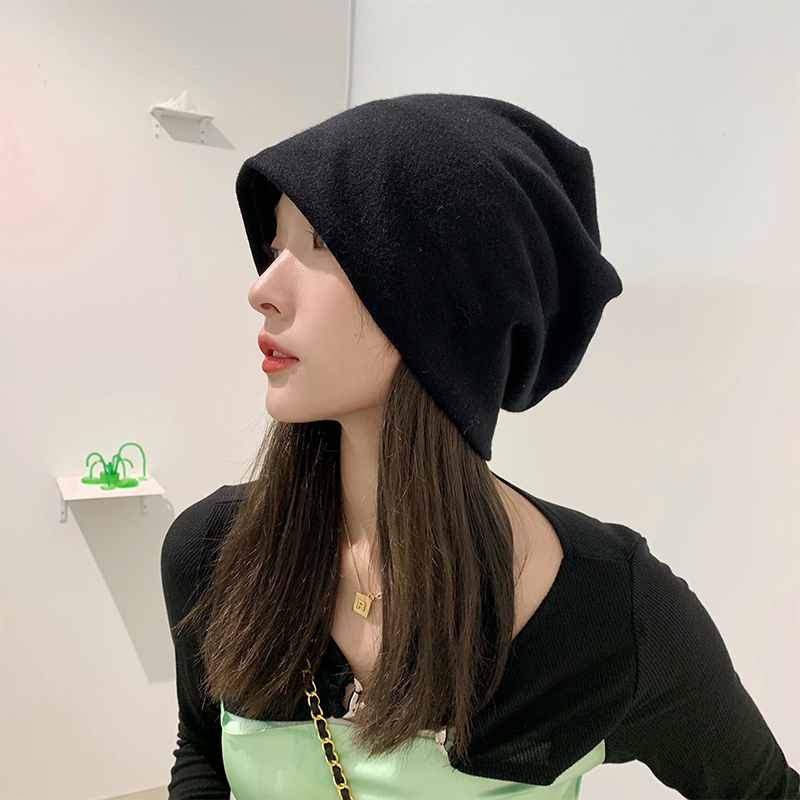 网红黑色秋冬季包头月子针织毛线