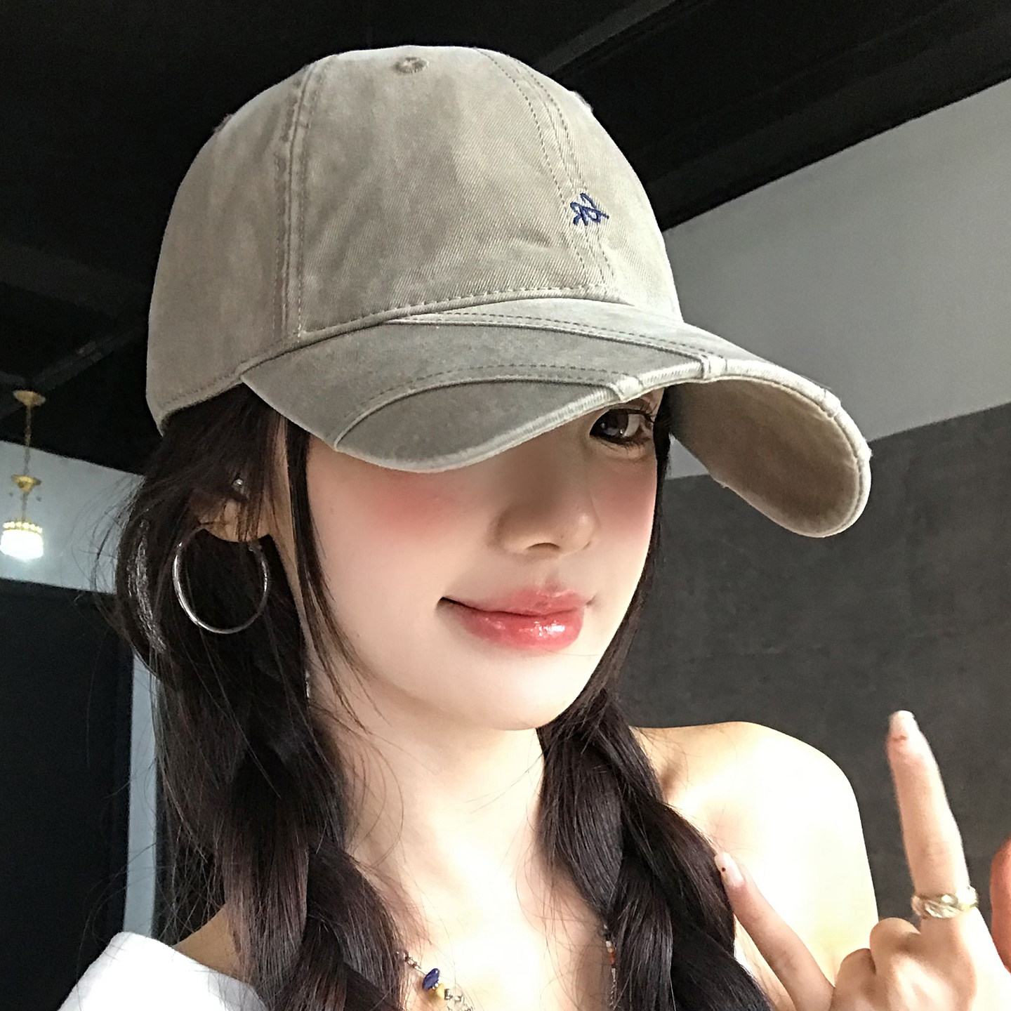 韩系复古字母刺绣棒球帽女大头围图片