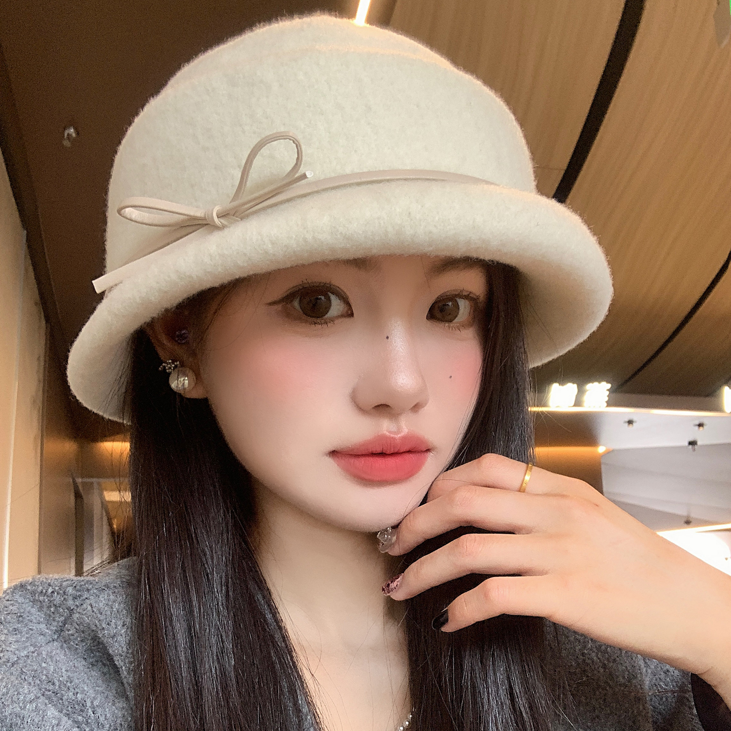 留洋千金风蝴蝶结礼帽女秋冬
