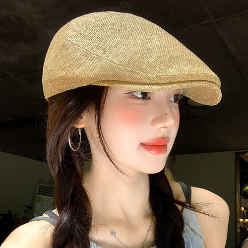 日系草编前进帽女士夏季薄款大头