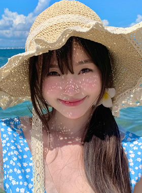 法式蕾丝花边草帽女夏季大帽檐