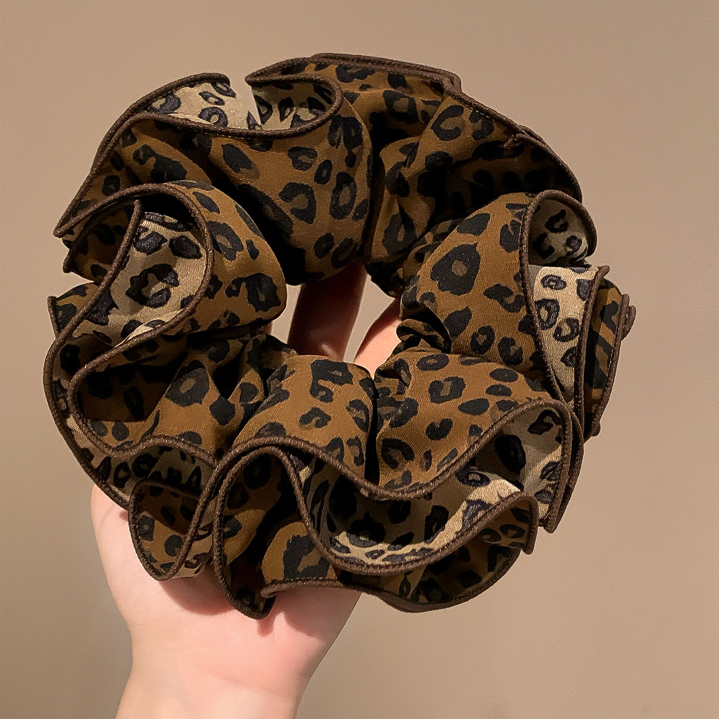 韩系豹纹气质大肠发圈高级感头绳