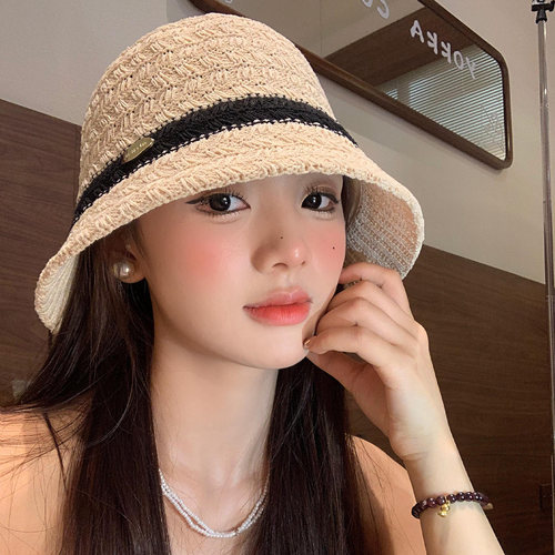韩系复古镂空针织渔夫帽女夏透气