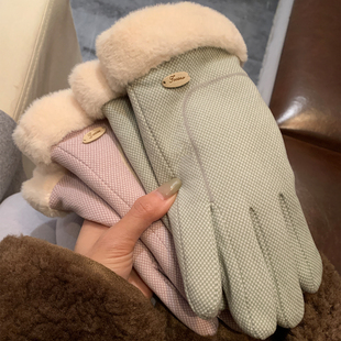 手套女士冬季 骑行骑电动车加绒防风可触屏分指 加厚保暖防寒冻新款