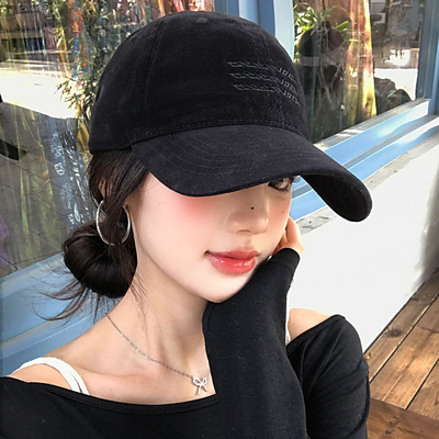 韩系字母刺绣黑色棒球帽女宽帽檐