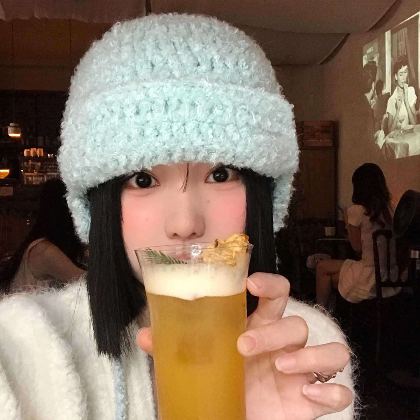 毛绒针织毛线护耳帽冬季保暖加厚